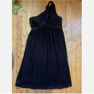 Vtg Adrianna Papell Black Twist One Should Cocktail Dress Beaded Greek Goddess